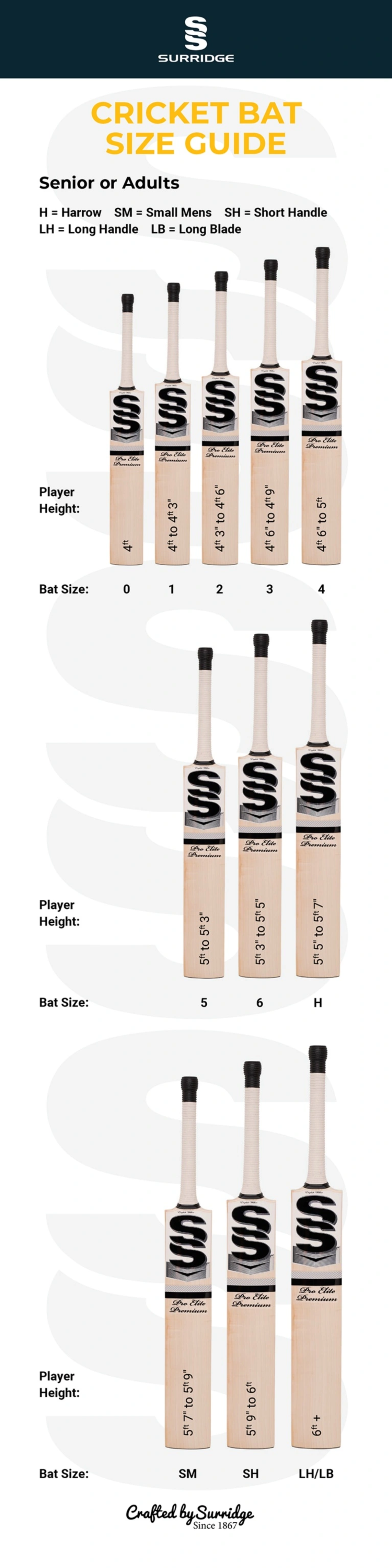 SS SIGNATURE BAT-GRADE 1 - Size Guide