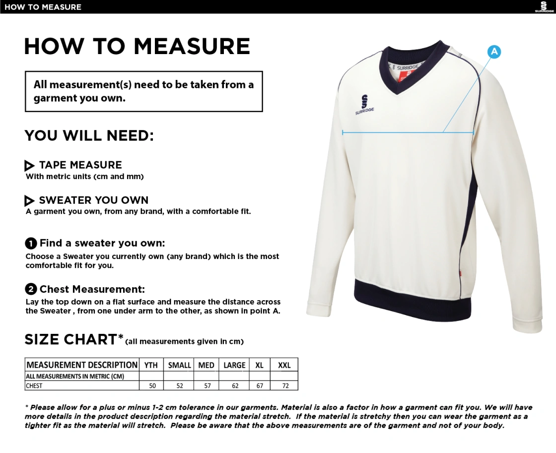 Tiffin Touring Society Curve Long Sleeved Sweater - Size Guide