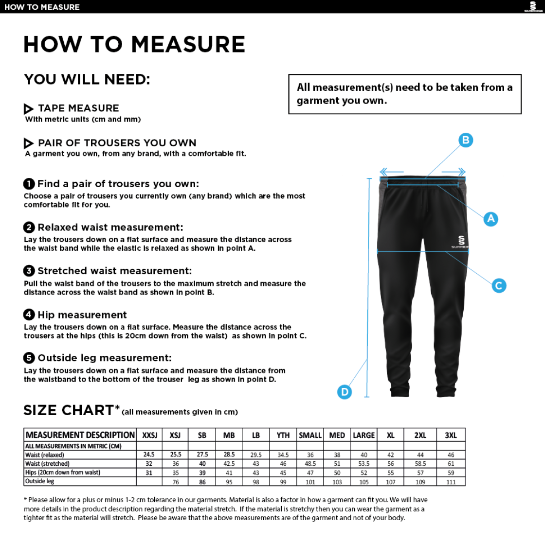 Tiffin Touring Society - Tek Pants - Size Guide