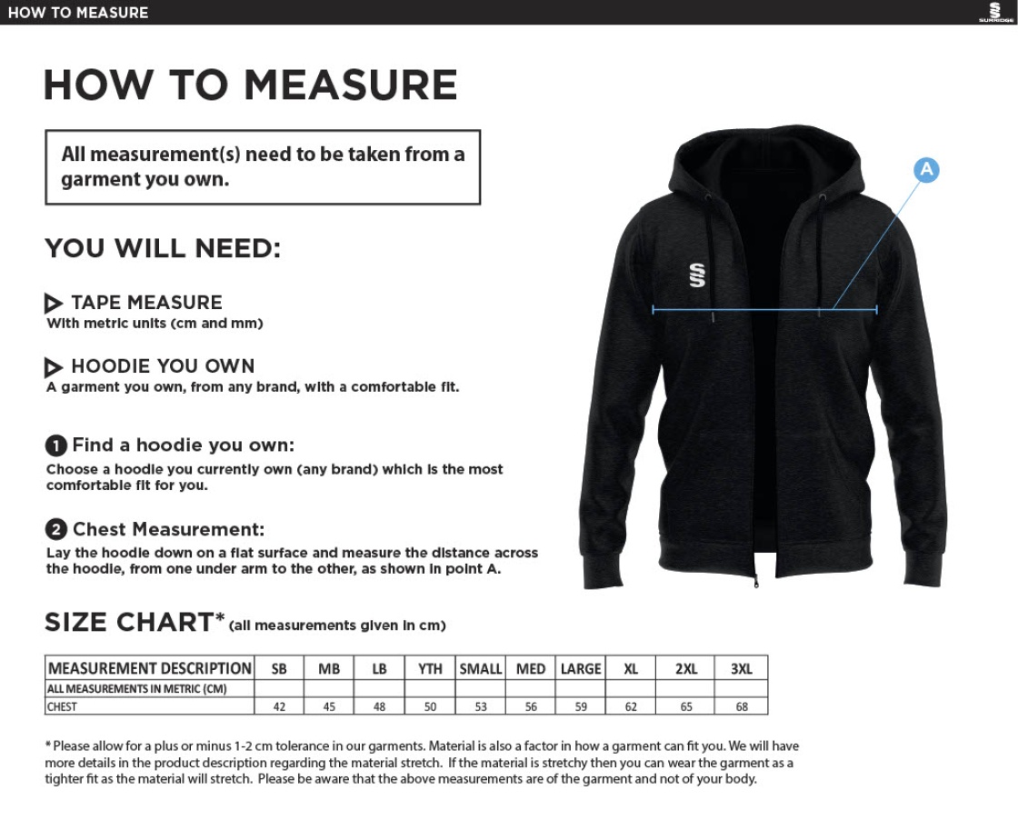Tiffin Touring Society - Dual Full Zip Hoody - Size Guide
