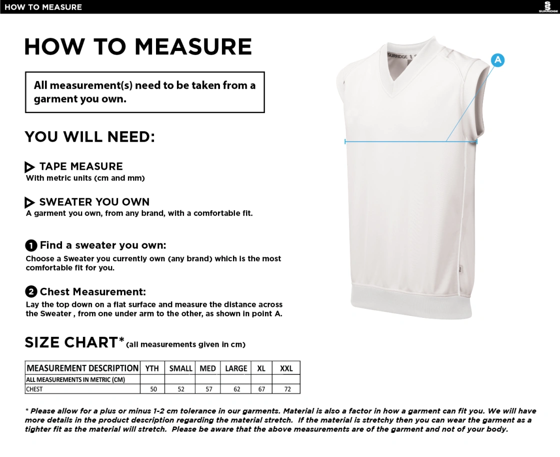 Tiffin Touring Society Curve Sleeveless Sweater - Size Guide
